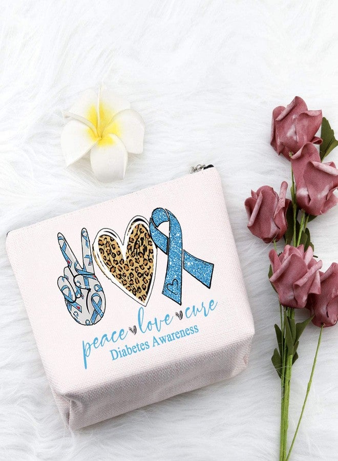 PXTIDY Funny Diabetic Gift Diabetes Warrior Gift Peace Love Cure Diabetes Awareness Cosmetic Bag Medical Alert Diabetic Pouch - Image 3